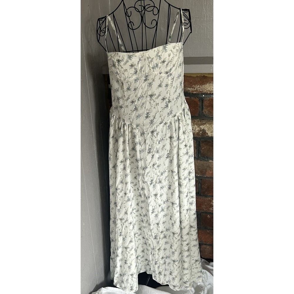 Women's Milkmaid Maxi Spaghetti Strap Dress Floral Cottagecore Fairy Size M
